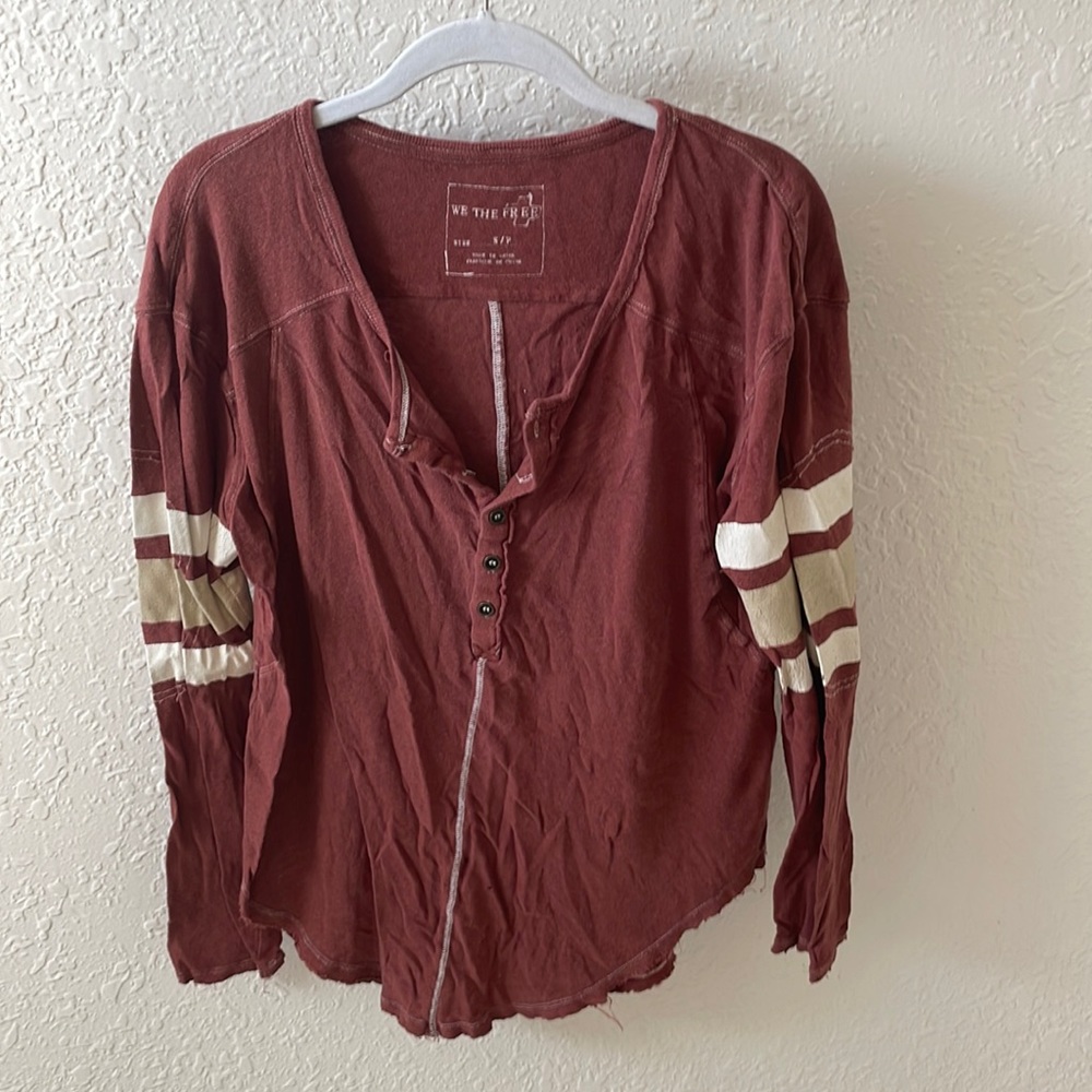 We the Free Long Sleeve Striped Jersey Style T-shirt